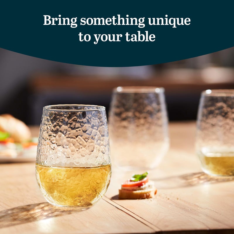 Libbey Hammered Stemless All-Purpose Wine Glasses, 17-ounce, Set of 8 - Image 2